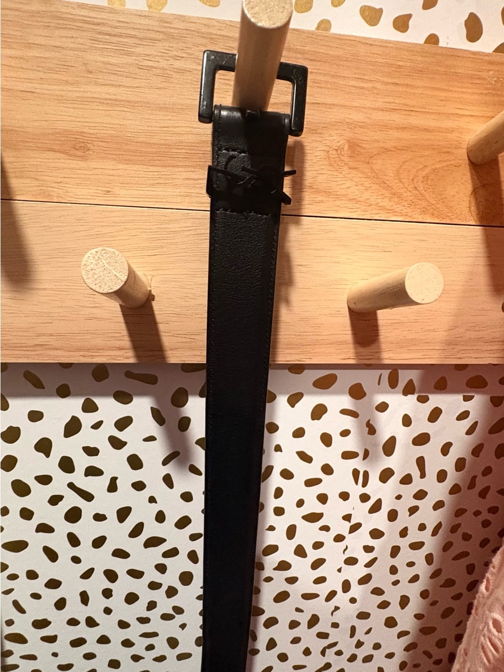 Yves Saint Laurent Black Leather Belt with Matte Buckle